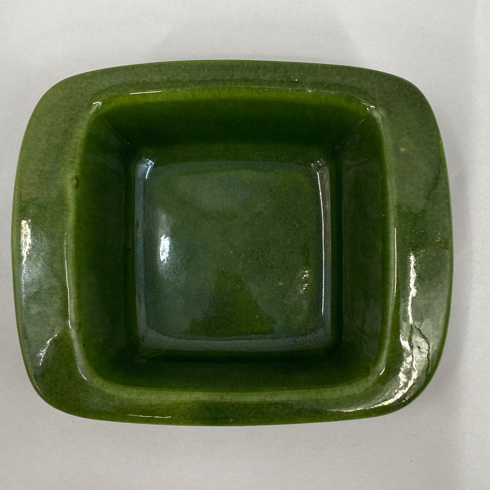 Haeger 3965 USA Vintage Forest Green Glossy Square Ceramic Bowl Planter MCM